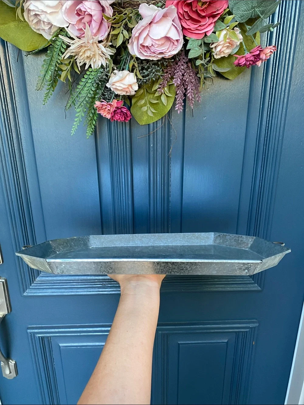 Galvanized Metal Serving Tray - Silver